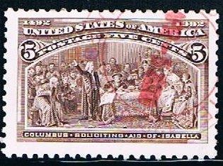 USA 2626a, 5c Columbus seeking support, Used, VF.