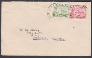 NAURU 1950 commercial cover to Australia with 1d & 1½d freighter............N134