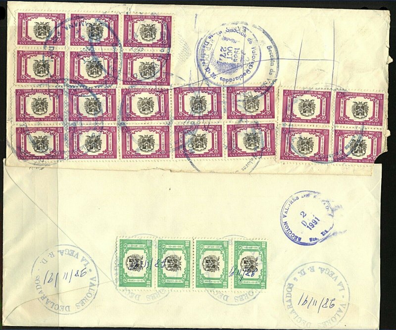 Dominican Republic 1990/2 trio of Registered covers with various rates, charges 