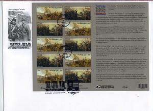 4980-81 Civil War: 1865 Pane of ten, ArtCraft  pictorial guns FDC