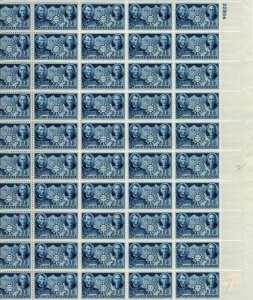 906 5c Chinese Resistance Full Sheet P#22954 - Upper Right (001),  MNH