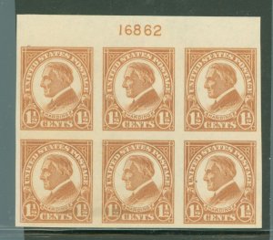 United States #576 Unused Plate Block