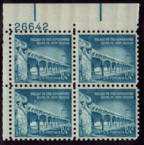 1031A 1 1/4c Palace of the Governors 26642 UL Plate Block
