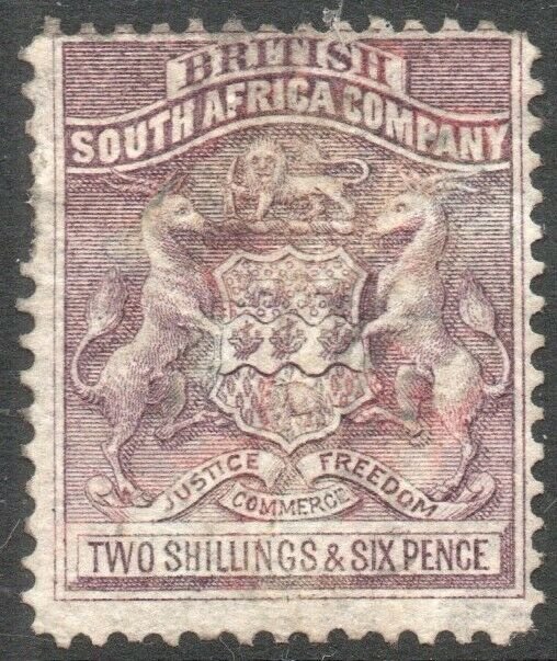 RHODESIA-1892-93 2/6 Grey-Purple Sg 6 GOOD USED V43866