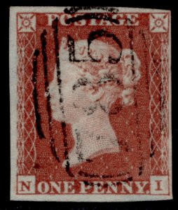 GB QV SG8, 1d red-brown PLATE 98, FINE USED. Cat £35. NI