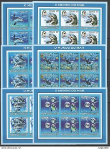 Imperforate 2002 Mozambique New Fauna Marine Life Dolphins !!! 6Set ** Kv138