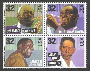 US Block of 4, Cat # 2983-86, Musicians, MNH*-