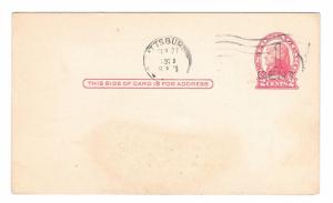 UX33 Pittsburgh 1c ovpt Die II CA Turner Mine Hardware Preprinted Postal Card