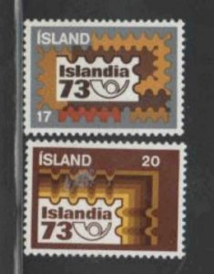 ICELAND #458-459 1973 PHILATELIC EXIBITION MINT VF NH O.G