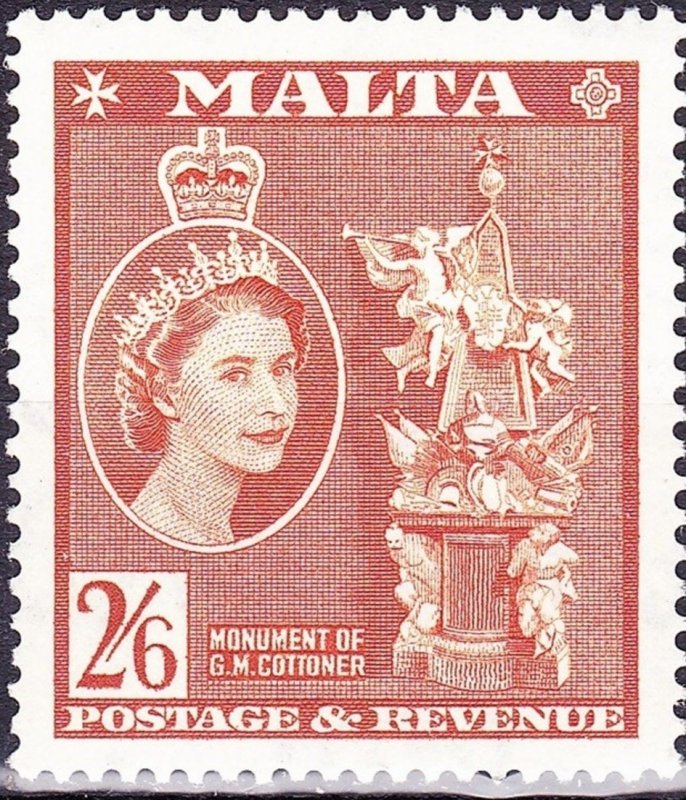 MALTA 1956 QEII 2/6s Chestnut SG279 MH