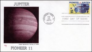 1556, 1975, Jupiter Pioneer 11, First Day Cover, Standard Postmark, Mountain