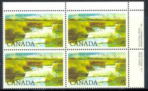 CANADA 1982-87 $5 POINT PELEE Plate No 1 UR Block of 4 Sc 937 MNH