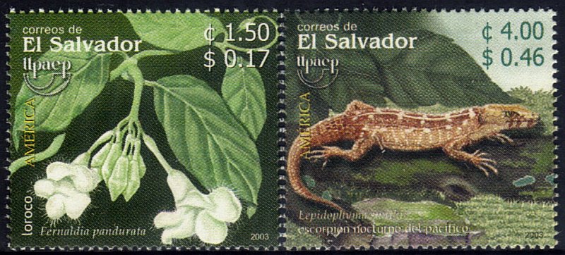 EL SALVADOR UPAEP FLORA and FAUNA Sc 1594-1595 SET of 2 MNH 2003