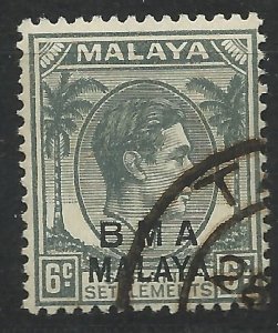 BMA Malaya - 6c grey - SG6 used
