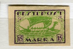 ESTONIA; 1919-20 Imperf pictorial issue fine Mint hinged Shade of 15M. value