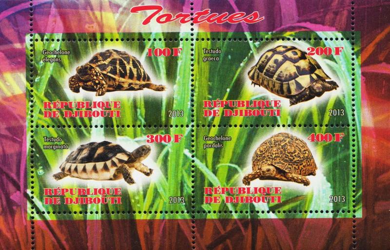 Djibouti Turtles souvenir Sheet of 4 stamps Mint NH