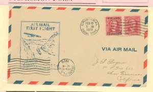 Canal Zone 106/C3 1929 - 2 First Flight cover franked with 2 singles. Christobel & Miami postmarks & a San Fransisco, CA booksta