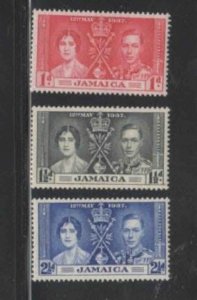 JAMAICA #113-115 1937 CORONATION ISSUE MINT VF LH O.G bb