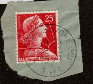 France  #756, Used, Postmark CHALON-sur-SAONE Ppal, S. et L., 22-12-1959