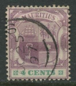 Mauritius - Scott 97 - Coat of Arms -1895 - Used - Single 4c Stamp