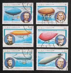 CUBA Sc# 3321-3326  AIRSHIPS blimps zeppelin aviation CPL SET of 6 1991 used cto