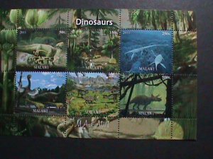 MALAWI-2011 PREHISTORY ANIMALS-DINOSAURS- MNH -S/S VF WE SHIP TO WORLDWIDE