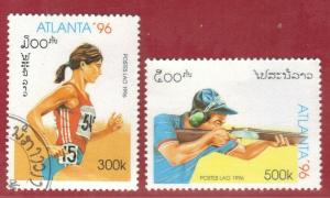 LAOS STAMPS SC# 1257+1258  *CTO* 1996   300+500k  96 OLYMPICS  SEE SCAN