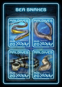 MALDIVES - 2018 - Sea Snakes - Perf 4v Sheet - Mint Never Hinged