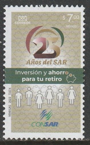 MEXICO 3262, RETIREMENT SAVINGS SYSTEM, 25th ANNIV. MINT NH VF
