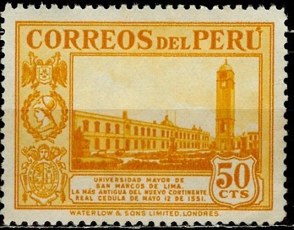 Peru; 1936: Sc. # 366: Mint Gumless Single Stamp