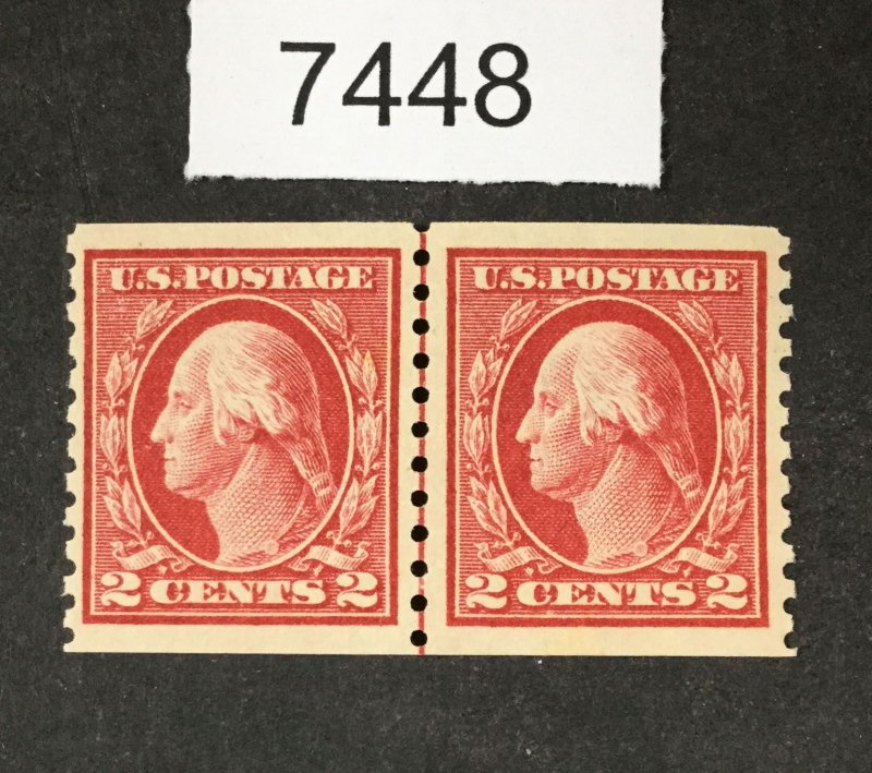 MOMEN: US STAMPS # 444 MINT OG NH LINE PAIR $650  LOT #B 7448
