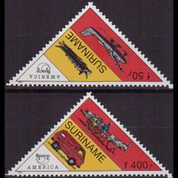 SURINAM 1994 - Scott# 989-90 Post Vehicles Set of 2 NH short perf.