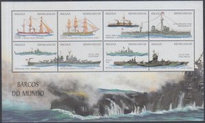 ANGOLA Sc# 1090a-h CPL MNH S/S of 6 DIFF FAMOUS SHIPS