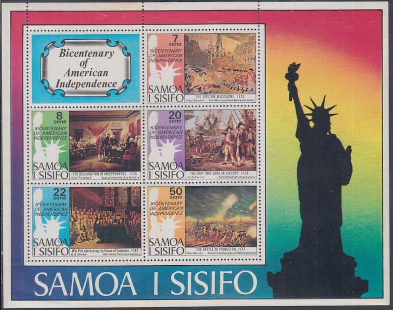 SAMOA Sc# 432a MNH S/S of 5 DIFF BICENTENARY of US INDEPENDENCE