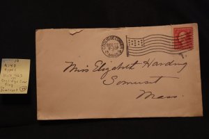 Scott US 463 on cover Coolidge Corner MA (DPO0 flag to Somerset MA (#75)