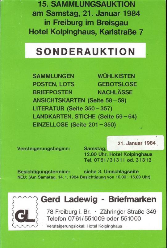 15. Sammlungsauktion: Sonderauktion, Gerd Ladewig  Jan. 2...