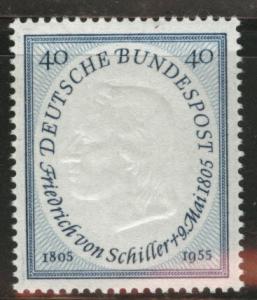 Germany Scott 727 MH* 1955 von Schiller poet embossed stamp