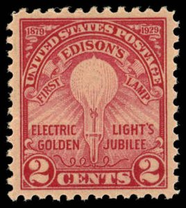 US Sc 654 VF/MNH - 1929 2¢ - Edison's First Lamp - Flate Press, Perf 11