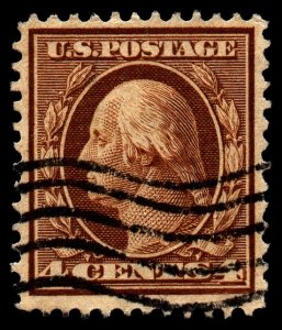 U.S. Scott #334: 1908 4¢ George Washington, Used, F+