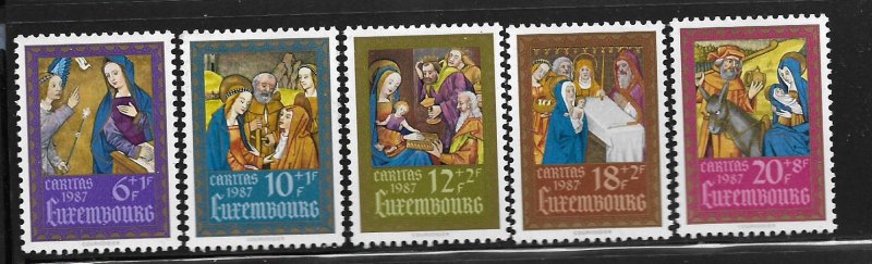 LUXEMBOURG,B362-B366, MINT HINGED, CHRISTMAS 1987