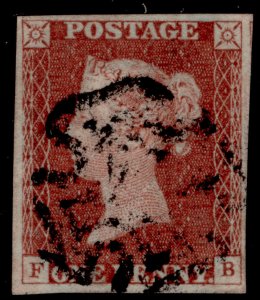 GB QV SG8, 1d red-brown BLACK MX PLATE 36, USED. Cat £60. FB