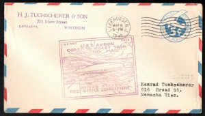 US #UC1 ZEPPELIN COVER, very nice flight cover, ARER! Est $40-50.00