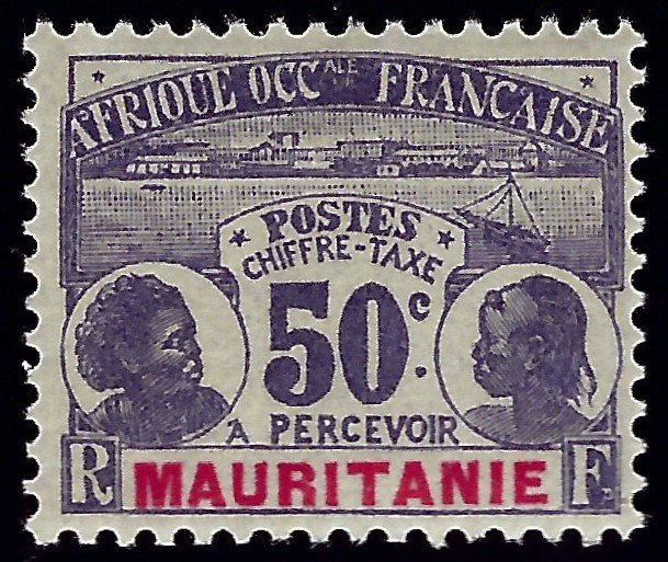 Mauritania Sc J6 Mint OG F-VF SCV$20...Colonies are in demand!