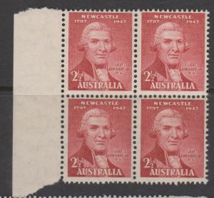 Australia SG219 1947 Newcastle 3 Stamps MNH Block of 4