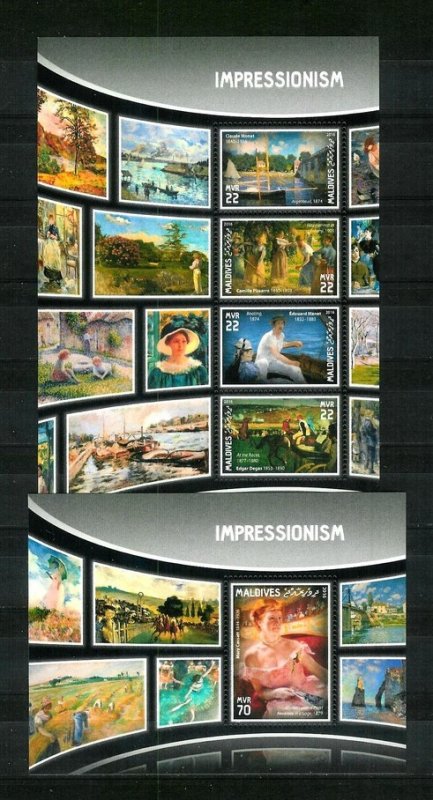 Maldive Islands - Paintings - IMPRESSIONISM - Set + S.S. - MNH