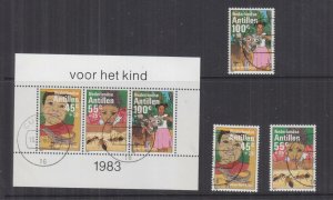 NETHERLANDS ANTILLES, 1983 Child Welfare set of 3 & Souvenir Sheet, used.