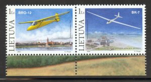 Lithuania Scott 757-58 MNHOG Sheet Margin Pair - 2003 Gliders Issue - SCV $1.75