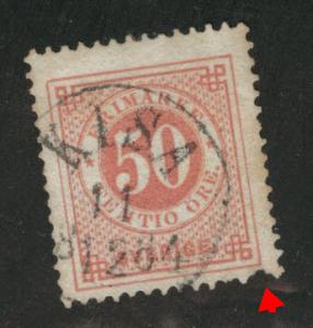 SWEDEN Scott 36 used 1878 pulled perf