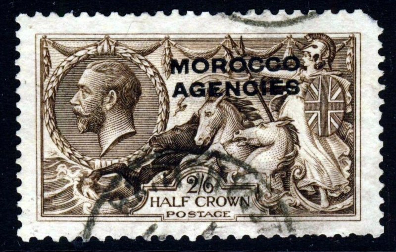 MOROCCO AGENCIES KG V 1917 D.L.R. 2/6d. Brown Seahorses Overprinted SG 51 VFU