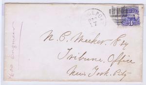 SCOTT# 114 ON COVER,  SHIELD FANCY CANCEL, BRIDGEPORT CT PMK, TO NYC, PF CERT. 